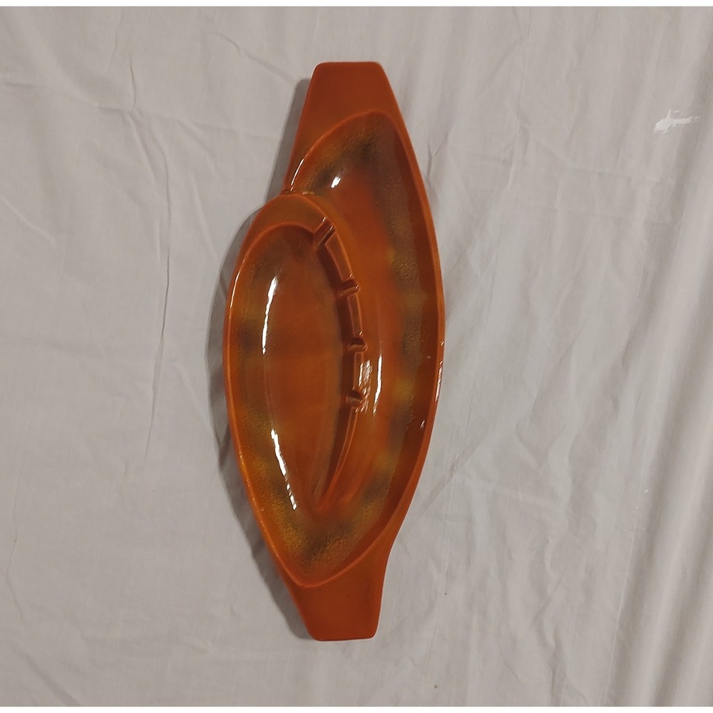 VTG Haeger Art Pottery 1093 Ashtray Mid Century MCM Orange Retro Large 14.34"